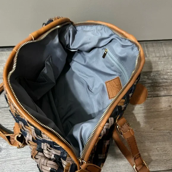 Woven Tan, Black & grey Recycled genuine leather Women's purse - Picture 5 of 9